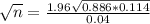 \sqrt{n} = \frac{1.96\sqrt{0.886*0.114}}{0.04}