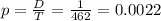 p = \frac{D}{T} = \frac{1}{462} = 0.0022