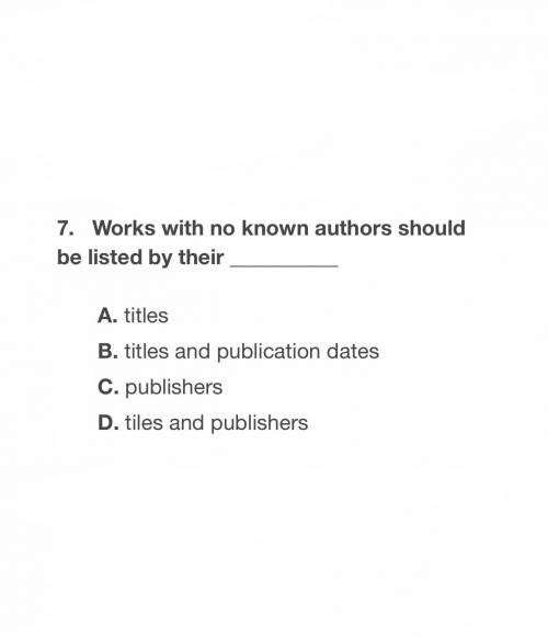Works with no known authors should be listed by their