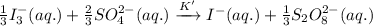 \frac{1}{3}I_3^-(aq.)+\frac{2}{3}SO_4^{2-}(aq.)\xrightarrow {K'} I^-(aq.)+\frac{1}{3}S_2O_8^{2-}(aq.)