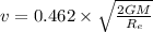 v=0.462\times \sqrt{\frac{2GM}{R_{e}}}