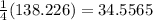 \frac{1}{4}(138.226) = 34.5565