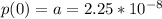 p(0) = a = 2.25 * 10 ^{-8}