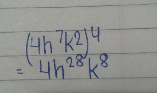 Which expression is equivalent to (4h7k2)4?
