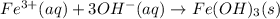 Fe^{3+}(aq)+3OH^-(aq)\rightarrow Fe(OH)_3(s)