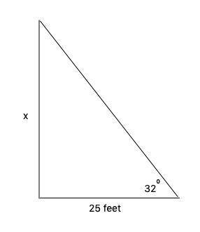 You are standing 25 ft from the foot of a tree. The angle of elevation as you look at the top of the