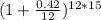 (1 + \frac{0.42}{12} )^{12*15}