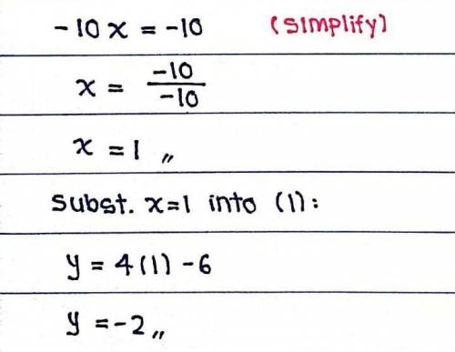 Y=4x-6 2x-3y=8 if this problem is to be solved by substitution , which is the correct step