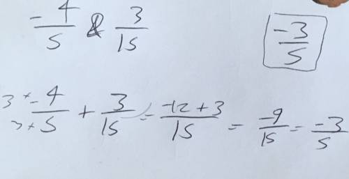 Write two fractions whose product is -3/5