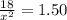 \frac{18}{x^2}=1.50