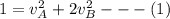 1 =v_A^2 + 2 v_B ^2 ---(1)
