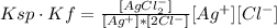 Ksp \cdot Kf =  \frac{[AgCl_2^-]}{[Ag^+ ] * [2Cl^-]}[Ag^+] [Cl ^-]