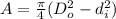 A=\frac{\pi }{4}(D_o^2-d_i^2)