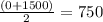 \frac{(0+1500)}{2} = 750