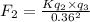 F_{2} = \frac{Kq_{2}\times q_{3}}{0.36^{2}}