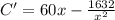 C'=60x-\frac{1632}{x^2}