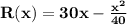 \mathbf{R(x) = 30x - \frac{x^2}{40}}