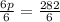 \frac{6p}{6}=\frac{282}{6}