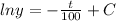 ln y=-\frac{t}{100}+C