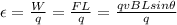 \epsilon=\frac{W}{q}=\frac{FL}{q}=\frac{qvBLsin\theta}{q}