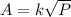 A = k \sqrt{P}