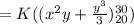 = K( (x^{2}y +\frac{y^{3}}{3})_{20}^{30})