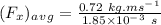 (F_x)_a_v_g=\frac{0.72\ kg.ms^-^1}{1.85\times 10^-^3\ s}