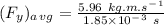 (F_y)_a_v_g=\frac{5.96\ kg.m.s^-^1}{1.85\times 10^-^3\ s}