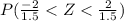 P(\frac{-2 }{1.5}< Z<  \frac{2 }{1.5})