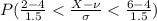 P(\frac{2 - 4 }{1.5}< \frac{X - \nu }{\sigma}<  \frac{6 - 4 }{1.5})