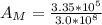 A_M = \frac{3.35 *10^5}{3.0*10^8}