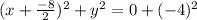 (x+\frac{-8}{2})^2+y^2=0+(-4)^2