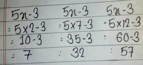 F(x) = 5x-3 what is the range of f(x) for the domain 2,7,12
