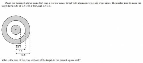 1. David has designed a lawn game that uses a circular center target with alternating gray and white