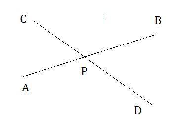 Which statement is true about Angle B P D? Line A B intersect line C D at point P. It is adjacent to