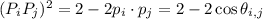 (P_iP_j)^2=2-2p_i\cdot p_j=2-2\cos\theta_{i,j}