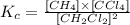 K_c=\frac{[CH_4]\times [CCl_4]}{[CH_2Cl_2]^2}