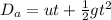 D_a = ut + \frac{1}{2}gt^2