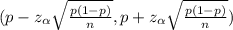 (p - z_{\alpha } \sqrt{\frac{p(1-p)}{n} } , p + z_{\alpha }\sqrt{\frac{p(1-p)}{n} } )
