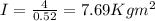 I=\frac{4}{0.52}=7.69Kgm^2