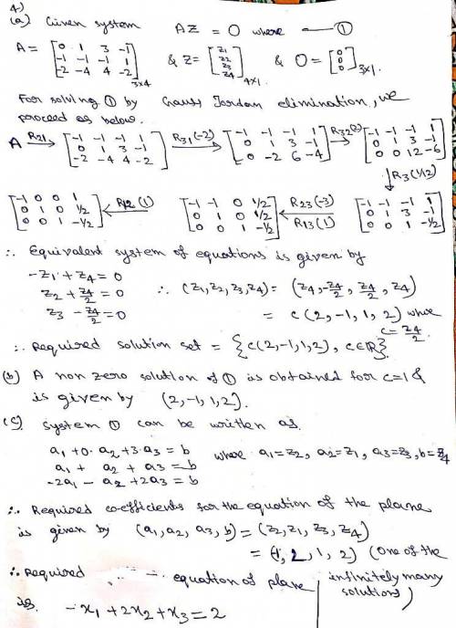 Use Gauss-Jordan elimination to nd the general solution for the following system of linear equations