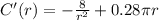 C'(r)=-\frac{8}{r^2}+0.28\pi r