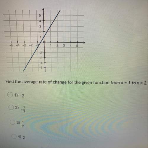 Find the average rate of change for the given function from x = 1 to x = 2.  1) -2 2) -1