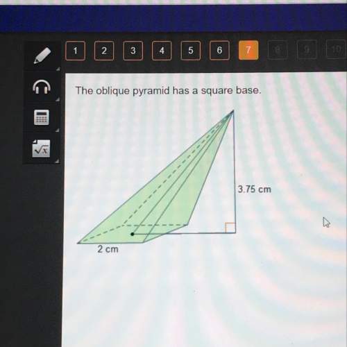 The oblique pyramid has a square base. what is the volume of the pyramid? 2.5cm3 5cm3 6cm3 7.5cm3