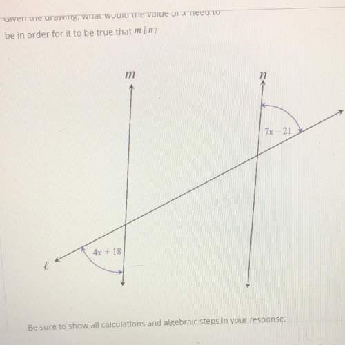 Given the drawing what would the value of x need to be in order for it to be true