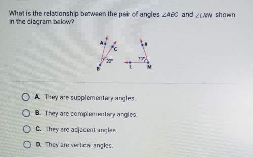 What is the relationship between the pair of angles abc and lmn shownin the diagram below?