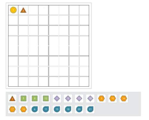 Arrange the tiles in the table based on the number and shape of each tile. two tiles have been posit