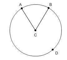 Point c is the center of the circle. angle acb measures 49 degrees what is the measure of arc adb?
