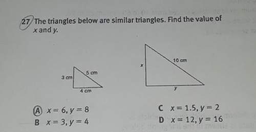 Find the value of x and y. full question and answer options in the image above.