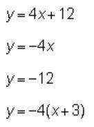 The graphed line shown below is y=-4x-12. which equation, when graphed with the given equation, will